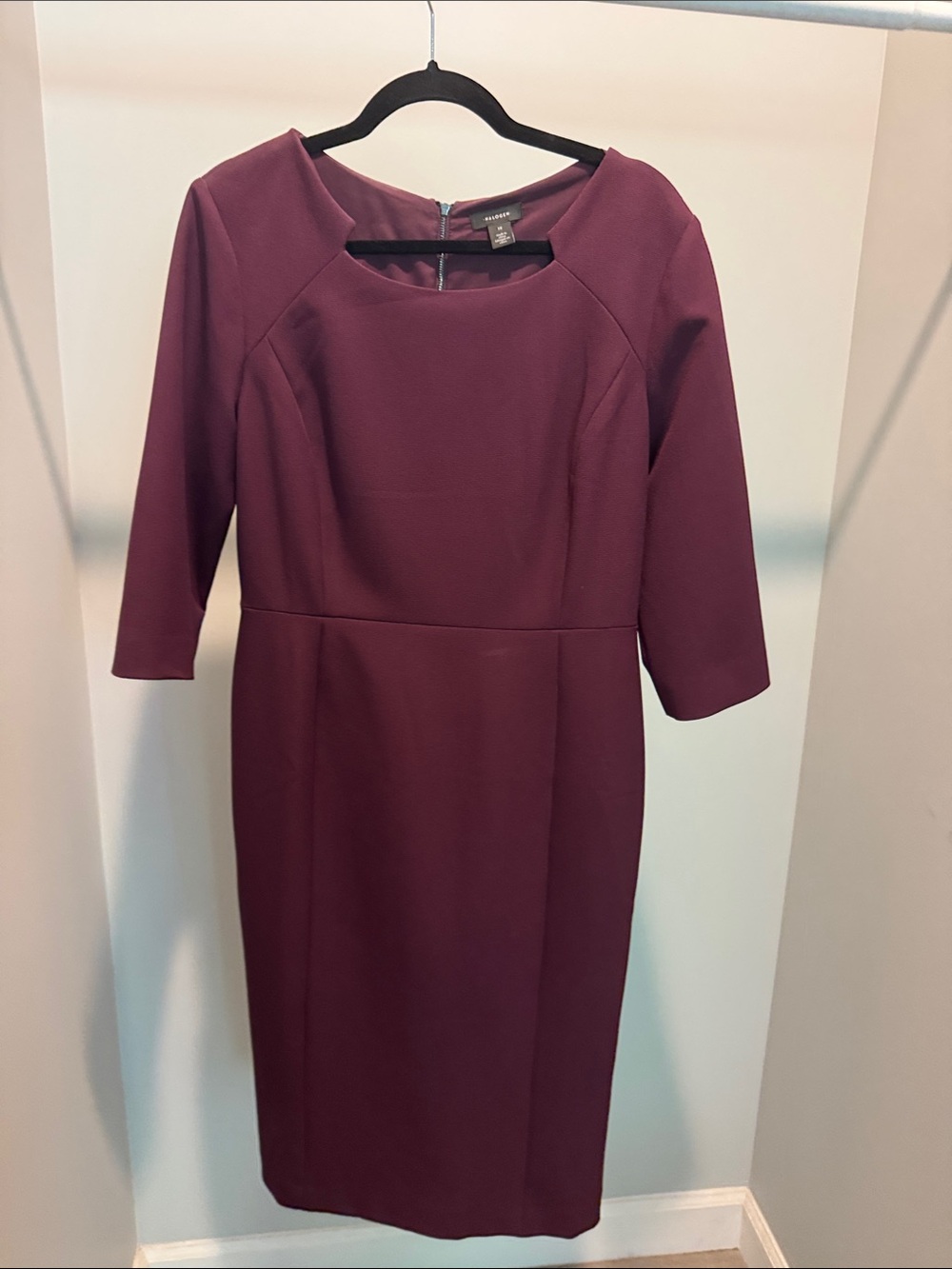 Halogen Wine Midi Sheath Dress with Cutout Neckline